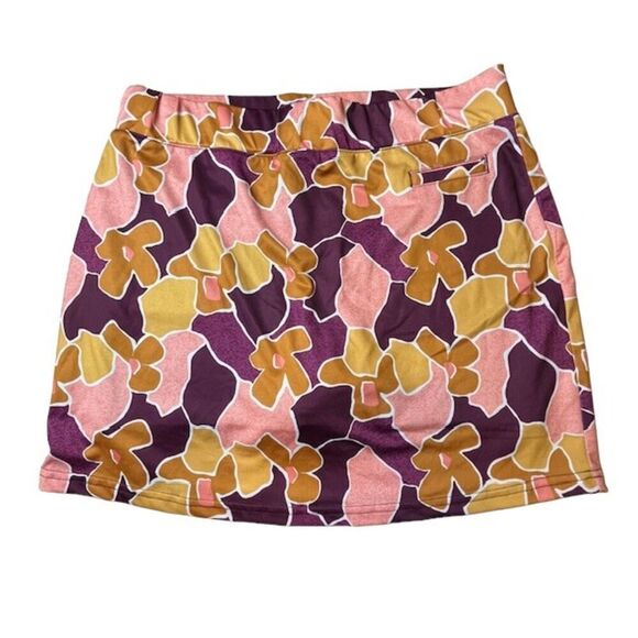 Pebble Beach Women's Mod Print Floral Skort Burgundy, Pink, Gold Size Medium - Picture 1 of 9